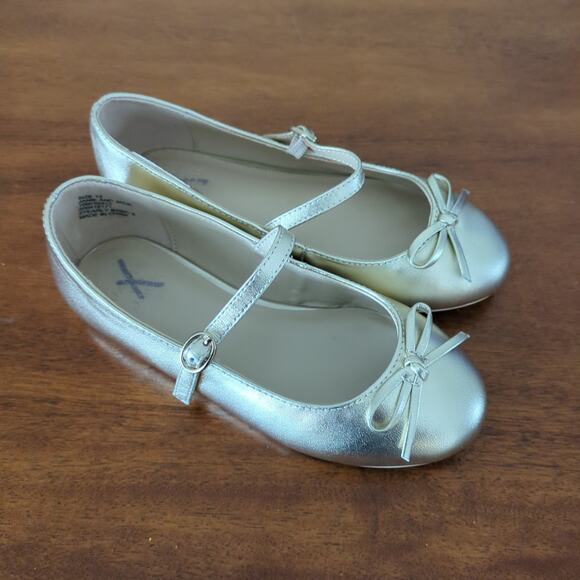 Janie and Jack Girl's Metallic Gold Bow Ballet Flats size 13 NEW NT - Picture 6 of 8